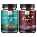Bundle of Liver Support Supplement with NAC for Liver Cleanse and Vegan Uric acid Cleanse and Detox for Men and Women's Joints Obličky a ďalšie
