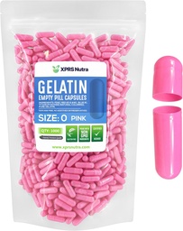 XPRS Nutra Veľkosť 0 Prázdne Kapsule -1000 Počet prázdnych želatíny Kapsule - Tabletky DIY Kapsule Plnenie - Pure Bovine Pill Gel Caps pre Do-It-Svoje vlastné doplnky (Pink)