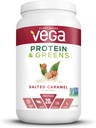 Vega Protein and Greens, Salted Caramel, Vegan Protein Powder, 20g Plant Based Protein, Low Carb, Keto, Dairy Free, Gluten Free, Non GMO, Pea Protein for Women and Men, 1,7 libra (25 Servings)