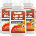 Najlepšie Naturals Citrát vápenatý s vitamín D-3 240 Tablety (240 Počet (Pack of 3))
