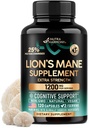 Lions Mane Supplement Kapsule - Organické Lions Mane - Vyrobené v USA - Ovocné telá Extrakt - 1200 mg, 25% Polysacharidy - Podpora pamäte a zaostrenia - Ako Leví prášok - 120 Kapsule, 2 mesiace Zásoba