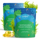 Calgee Vegan Omega 3-450mg DHA & EPA Mastné kyseliny - udržateľný algae olej - Plant-Based Fish Oil Alternatíva - Carragenan-Free Softgels (120 Ct)