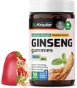 BIO KRAUTER Panax Ginseng Gummies - 1500 mg Sila - 60 gróf - Chewable Red Ginseng Supplement - Immune Support Gummies - Vegan, Pectin-Based, non-GMO