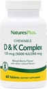 Natures Plus D & K Complex - 60 zmiešané Berry Chewables - podporuje metabolizmus vápnika - vegetariánska, non-GMO, lepidlo zadarmo, sója zadarmo - 60 porcií