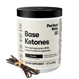 Perfect Keto Exogenic Ketones Powder, BHB Salts Supplement for Ketosis & Fasting, Plus Electrolytes for Hydration, Caffeine Free Energy, Keto Diet, Focus & Cvičenie Podpora, Vanilla, 6.7 oz