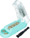 Pilulky Cutter pre viaceré pilulky v čase, Pill Cutter Splitter pre malé a drobné pilulky, Pill Cutter pre malé alebo veľké pilulky, Pill Splitter s skryté Sharp nerezová oceľová čepeľ (Blue+Clear)