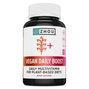 Zhou Vegan Multivitamín pre ženy a mužov, Daily Vegan Supplement, Essential Multivitamín so železom a zinkom pre energiu, Vitalita, Imunitná podpora a zdravie celého tela - 60 Veg Caps