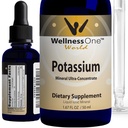WellnessOne Ionic Draslík Supplement - Chlorid draselný kvapky na rýchlu absorpciu - Boost Immune System & Muscle Function - USA Tested, Vegan, Non-GMO, Gluten Free, Unflavored, 1.67 fl oz