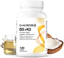 Vitamín D3 + K2 v organickom kokosovom oleji, vitamín K2 MK7 + D3 (1000IU), rýchly kostný a srdcový zdravotný vzorec, pomáha Absorbovať a využívať vápnik, podporuje imunitu, zlepšuje náladu - 120 Softgels