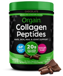 Orgain Hydrolyzed Collagen Peptides Powder for Women & Men, Chocolate, 20g Grass Fed Collagen - Hair, Skin, Nail, & Joint Suplement, Paleo & Keto, Non-GMO, Typ I a III, 1lb