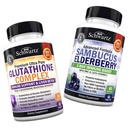 Glutatiónový komplex s mliečnym extraktom z bodliaka, vitamín C a Quercetin + Sambucus bazálne kapsule so zinkom a vitamínom C - prírodné antioxidanty - podporuje podporu pečene a imunity