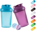Bielkovina z fľaštičky Shaker Protein Shakes a 16-Ounce/400ML Shaker-Bottle s Whisk gule, non-BPA plastu [Blue+Purple(2PCS) ]