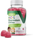 Viteey Kids Magnesium Citrate Gummies - Supports Sleep Aid, Calm Gummies, Muscle Relaxer, Optimal Relaxation - Vegetarian, Gelatin Free, Gluten Free, GMO Free - Tasty Chewable Raspberry Flavored Gummy