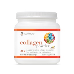 Youtheory Collagen Powder - s aminokyselinami, minerálmi, vitamínom C & B7 (Biotín) - podporuje zdravé kosti, svaloviny, vlasy, nechty, koža a kĺby* - Hydrolyzovaný - Vanilla - 20 oz (21 Servings)