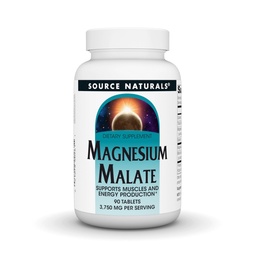 Zdroj Naturals Magnézium Malate, podporuje svaly a výrobu energie*, NonGMO, Vegetariánska prívetivý horčík doplnok, 3 750 MG na porciu - 90 tabliet