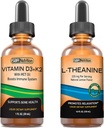 SBR Nutrition D3+K2 a L-theanine Bundle vitamín D3K2 (MK7) Tekuté kvapky, mäta pieporná, 1oz 