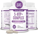 Premium 5-HTP Plus Supplement 250mg Maximum Strength - Sleep Aid, Mood Boost, Propaguje upokojenie a relaxáciu, Podpora stresu - Posilnené vitamínom B6, Gluten Free, Non-GMO, 60 Veggie Caps