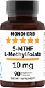 MONOHERB L-metylfolát 5-MTHF 10 mg - 90 Vegetariánske kapsuly - doplnková metylfolát