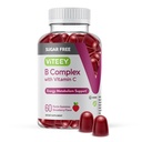 VITEJSKÝ vitamín B komplex Gummy s vitamínom C, bez cukru - energia, metabolizmus a nerve zdravie - B6, B12, kyselina listová, biotín - Vegan, želatína bez, GMO bez - chutné žuvačky ochutené Gummy