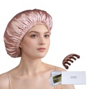 100% Mulberry Silk Bonnet pre spiace ženy Dlhé vlasy -dvojvrstvová spánková čiapka -Silk Sleep Bonnet s elastickým pobytom na hlave (Pink, veľký)