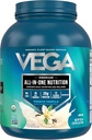 Vega Organic All-in-One Vegan Protein Powder French Vanilla (43 Servings) Superfood Ingredients, Vitamíny pre podporu imunity, Keto Friendly, Pea Protein for Women & Muži, 3.10lbs (Stock of 6)