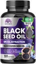 Black Seed Oil Kapsule 1000 mg s Thymochinón - Pure Nigella Sativa pre zdravie pokožky a imunitnú podporu, 100% Blackseed Oil, úžasná extrakcia nad studenou lisovanou čiernou rascou - 120 Softgels