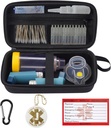 MGZNMTY Travel Nosenie kufrík kompatibilný s Astma Inhaler Spacer pre dospelých a deti, Masky, Inhaler Holder s Astma Alert Tag a lekárskej karty, Carabiner (Iba prípad) (čierna)