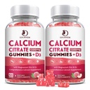 (2 balenia) Citrát vápenatý 1200 mg s vitamínom D3 doplnky Gumičky pre ženy a mužov, kalcium Gumies s vitamínom D3 K2, vysoká absorpcia pre kostnej hmoty zdravé- broskyňová chuť- 60 dní dodávky