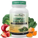MoxyVites Vitamín B Complex - B Vitamíny Plné potravinové doplnky, B12 Metylkobalamín, B1, B2, B3, B5, B6, B7, B9 - pre stres, energiu a imunitnú podporu, Vegan, 120 kapsúl