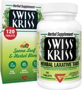 Swiss Kriss Bylinné preháňadlá, nežné a prírodné preháňadlá pre úľavu od zápcha pre dospelých a deti nad 6 rokov, pracuje 6-12 hodín, Senna preháňadlo, 120 tabliet celkom