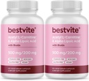 BESTVITE Acetyl L-karnitín 500 mg & Alpha Kyselina lipoová 200 mg v kapsule s Biotín (240 Vegetariánov kapsule) (120 x 2) - žiadne stearáty - Vegan - Non GMO - bez lepidla