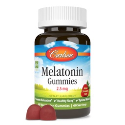 Carlson - Melatonin Gummies, 2,5 mg, zdravý spánok, podporuje relaxáciu, prírodná jahodová chuť, 60 Gummies