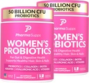 ADVANCED Ženské probiotiká pre zdravie Gut - Podpora vlasov, pokožky a nechtov Vitamíny - 50 miliárd CFU w/ kolagén, biotín a keratín - Probiotické doplnky pre tráviace zdravie a úľavu od ožarovania, USA- Made