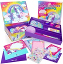 Originálne Stationery Unicorn Letter Písanie Kit - 45-Piece Multi-farebný papier a lepidlo Set s fialovým úložiskom - Stationery & Letter Paper pre dievčatá