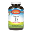Carlson - vitamín D3, 1000 IU (25 μg), zdravie kostí, zdravie svalov, cholekalciferol, vitamín D doplnky, vitamín D3 mäkké gély, 360 softgelov