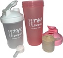 Fľaša na pretrepanie (2 balenia) pre proteín Shakes, pred cvičením a po tréningu. Jedna 24 unca/jedna 14 unca. Rôzne farby. (Pink/Clear)