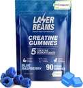 Kreatín Monohydrát Gummy pre ženy & Muži- 5g Creature Creatin per Serving - Vegan, Modrá malinová príchuť - Zvýšenie svalovej sily, vytrvalosť, zotavenie a duševné zameranie (90 Gummies)