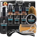 Kit bradavice, drážkovacia súprava na úpravu plechu w/Beard wash/Shampoo,2 balenia medvedí olej, Bard Balm, Bard Wash, Brush, Comb, Nožnica, Storage Bag, E-Book, Bard Care &Trimming Kit