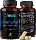 ELEAN Immuno PWR- obohatené o zinok, selén, aminokyseliny Lyzín a Astragalus Root extrakt pre kolagénovú syntézu, štítnu žľazu zdravie, podporu minerálov, energiu a imunitné zdravie 90 Veg kapsuly.