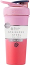 BlenderBottle Sport Sleek Izolovaná nerezová oceľ fľaša Shaker s drôteným Whiskom, 25-Ounce, Flamingo Ombre 