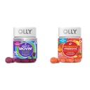 OLLY Zápcha Relief Gumies s rebarborou, Prunes, Amla & Probiotic + Prebiotické Gummy pre trávne zdravie, 500 miliónov CFU, 30 Počet