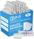 D&H Medical Balíček 36 Gauze Bandage Roll 4 palce x 4.1 Yards s páskou - Medical Gauze Zalomenie pre rany starostlivosti - Jednoduché použitie bavlnené rolky pre ručné zalomenie šaty Ankles & Kolená