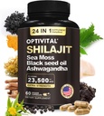Pure Himalayan Organic Shilajit for Men & Women Sea Moss, Black Seed Oil, Ashwagandha, Rhodiola & Burdock, Ginseng Cordyceps & Biloba, Netle & Turmeric (No Fillers) (60 Caps)