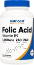 Nutricost Folic Acid (Vitamin B9) 1000 mcg, 240 Capsules