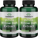 Swanson White Willow Bark Extract - Podporuje spoločnú podporu a úľavu svalov - Štandardizovaný na 15% salicínu - Prírodné doplnok bez podráždenia žalúdka - (120 kapsuly, 500mg každý) (2 balenie)