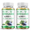Živý prírodný olej Oregano s olejom z čiernych semien, 2 v 1 Oregano Supplement for Immune Health, Retainins High Concentrated Carvatrol & Thymochinón, Non-GMO, 60 Softgels, 2 balenie