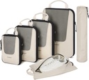 BAGSMART Kompresné balenie Kocky pre cestovanie, 6 Set/5 Set/4, Kompresný kufor Organizátor tašky Sada pre kufre Cestovanie Essentials, Ľahké balenie Organizátory