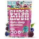 SuperMush Sleep Gummy pre dospelých - Huba doplnok s horčíkom Citrate, L-Theanine, Chaga, Reishi & harmanček pre hlboký spánok, REM & Detox - Vegan & Sugar-free - 60 Gumies (30 Servings)