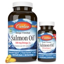 Carlson - Norwegian Salmon Oil, 500 mg Omega-3s, Norwegian Salmon Oil Supplement, Wild Caught Omega 3 Salmon Oil Capsules, Udržateľne Zdroj, Mozog, Heart & Joint Health, 180+50 Softgels