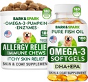 Alergy Relief + Omega 3 Bundle - Anti-svrbenie kože & Coat doplnok + Kožné alergie - Omega 3 Rybí olej + EPA& DHA mastné kyseliny - svrbenie & Paw Licking + Spoločné zdravie - 180 Chews + 180 Softgels - Made in USA